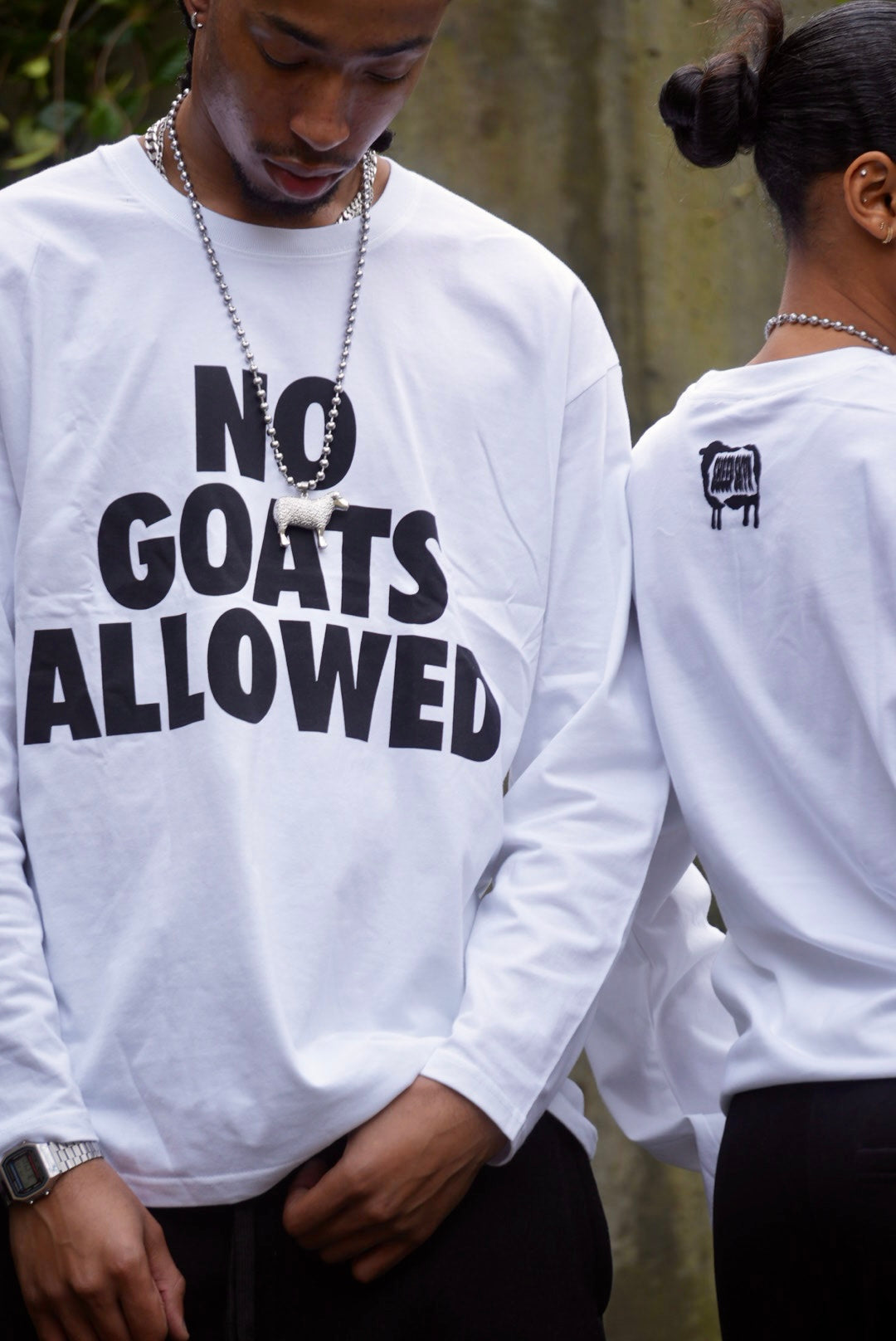 NO GOATS ALLOWED WHITE TEE