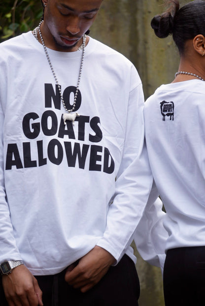 NO GOATS ALLOWED WHITE TEE