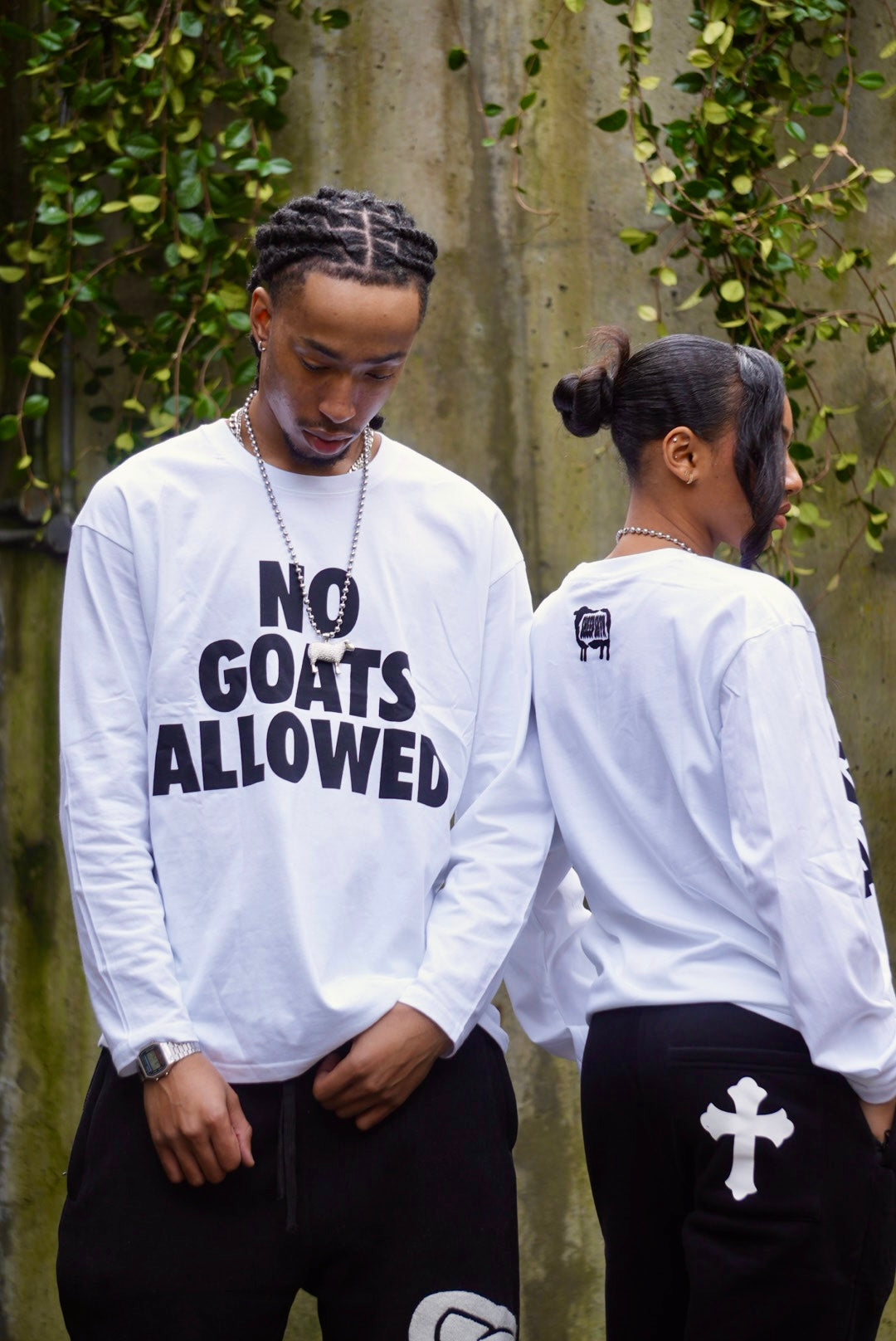 NO GOATS ALLOWED WHITE TEE