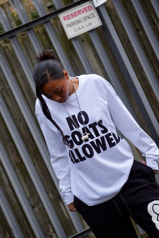 NO GOATS ALLOWED WHITE TEE